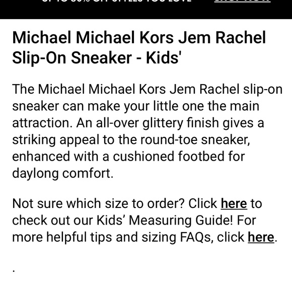 MICHAEL KORS NIB Girls Size 1 Pink Slip On Sneakers “Jem Rachel” Glitter - Picture 8 of 16